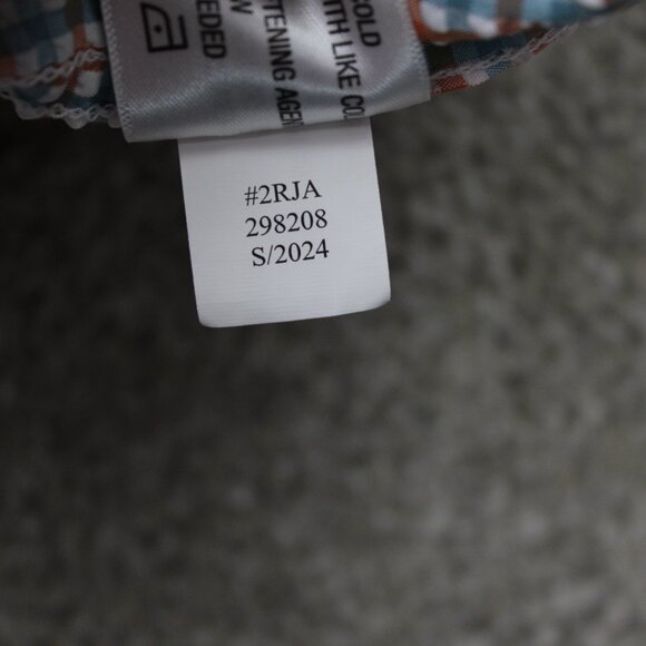 Orvis Seersucker Shirt Mens XL Orange/Blue Active Fit Poly/Nylon S/S Button Down - Picture 9 of 15